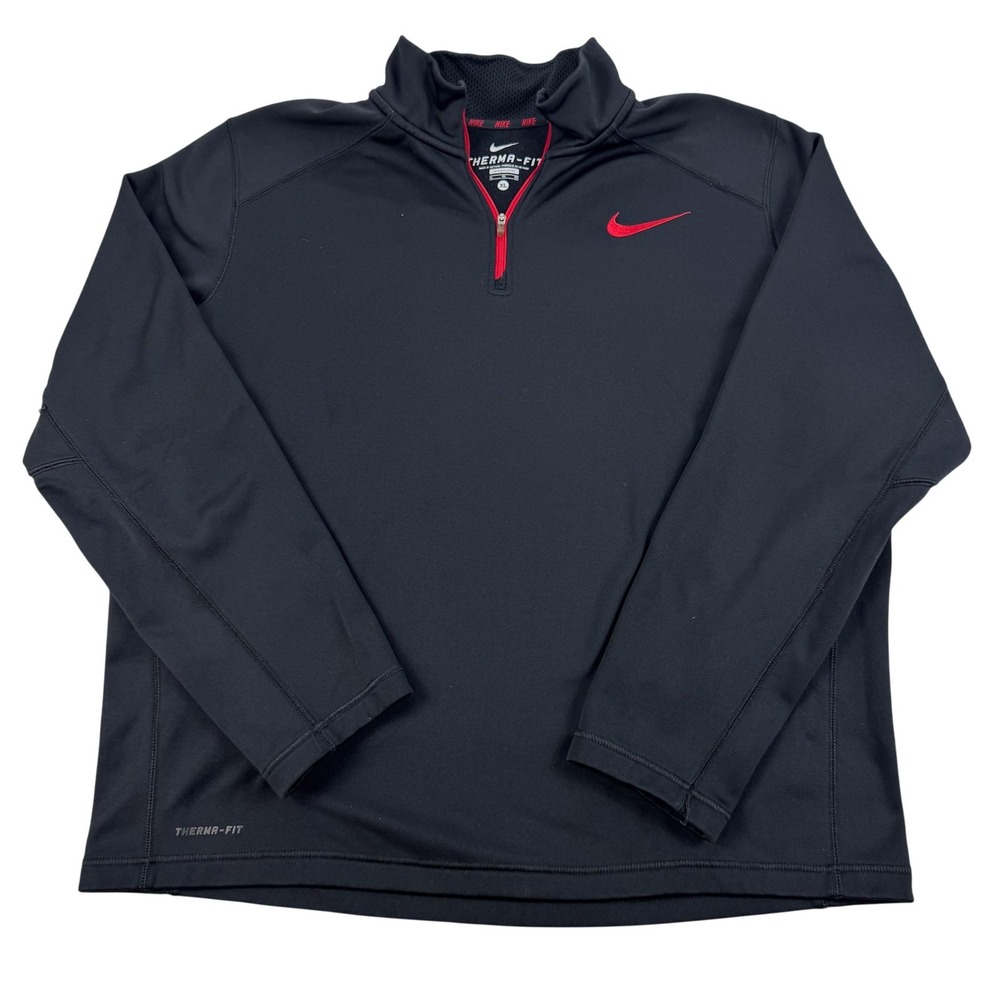 Nike Therma-FIT Pullover Mens XL Black 1/4 Zip Long Sleeve Training Top Athletic